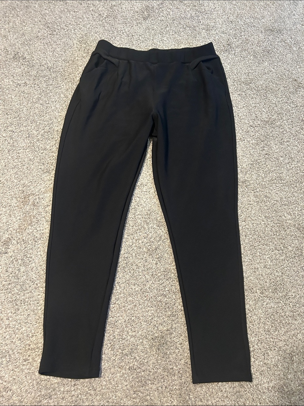 Sleek Black Ponte Knit Slim Tapered Pants
